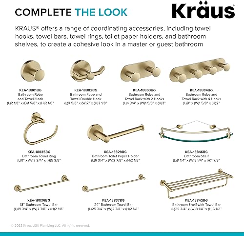 Miniatura 6 de KRAUS Elie KEA-18801BG - Gancho para bata de baño y toalla, color dorado cepillado