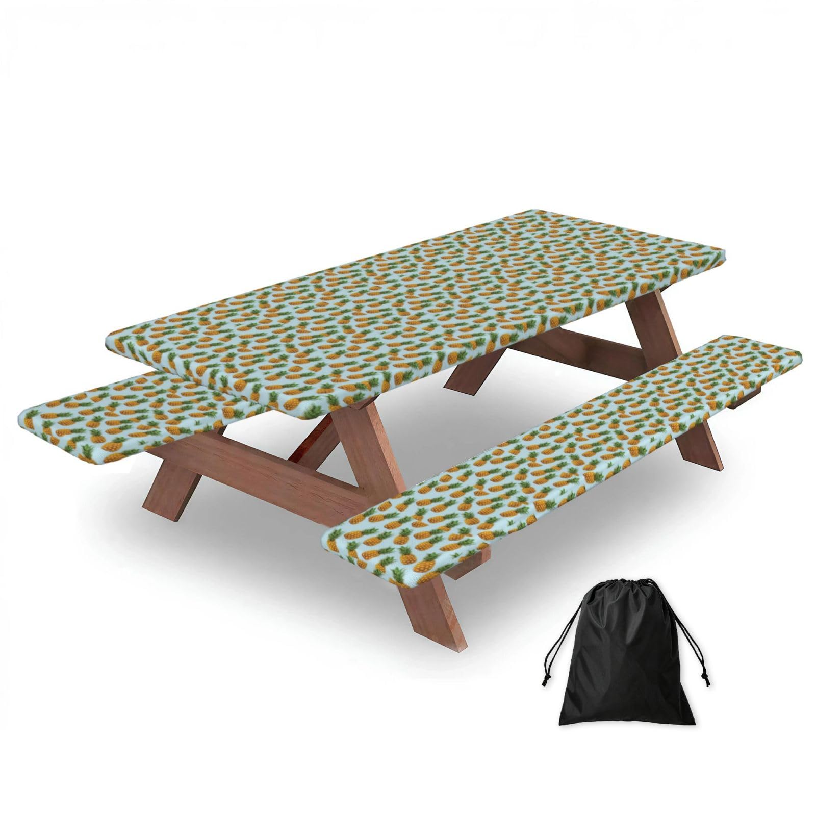 AYYQWE Pineapple. Print Picnic Table Bench Cover Outdoor Garden Party Decor Daily Accessory Gift