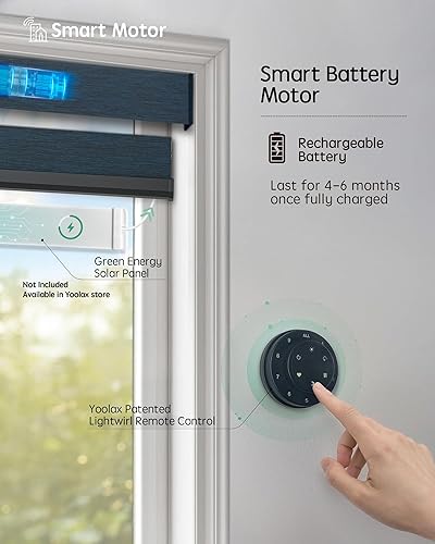 Miniatura 8 de Yoolax Persianas motorizadas con control remoto, persianas motorizadas de cebra compatibles con Alexa, persianas motorizadas de privacidad, 70%