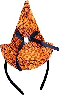 Diadema de sombrero de bruja Halloween carnaval disfraz accesorios color naranja y negro mujer niña