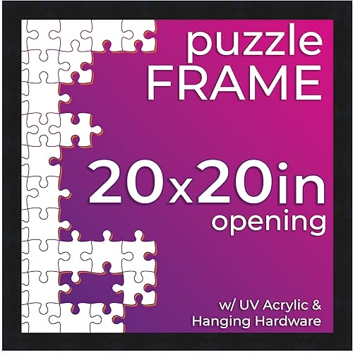 Miniatura 70 de Poster Palooza 16x20 Jigsaw Puzzle Frame Kit - Kit Includes Puzzle Glue Sheets, Black Wood Puzzle Frame with White Mat, UV Acrylic, Backing, Hanging
