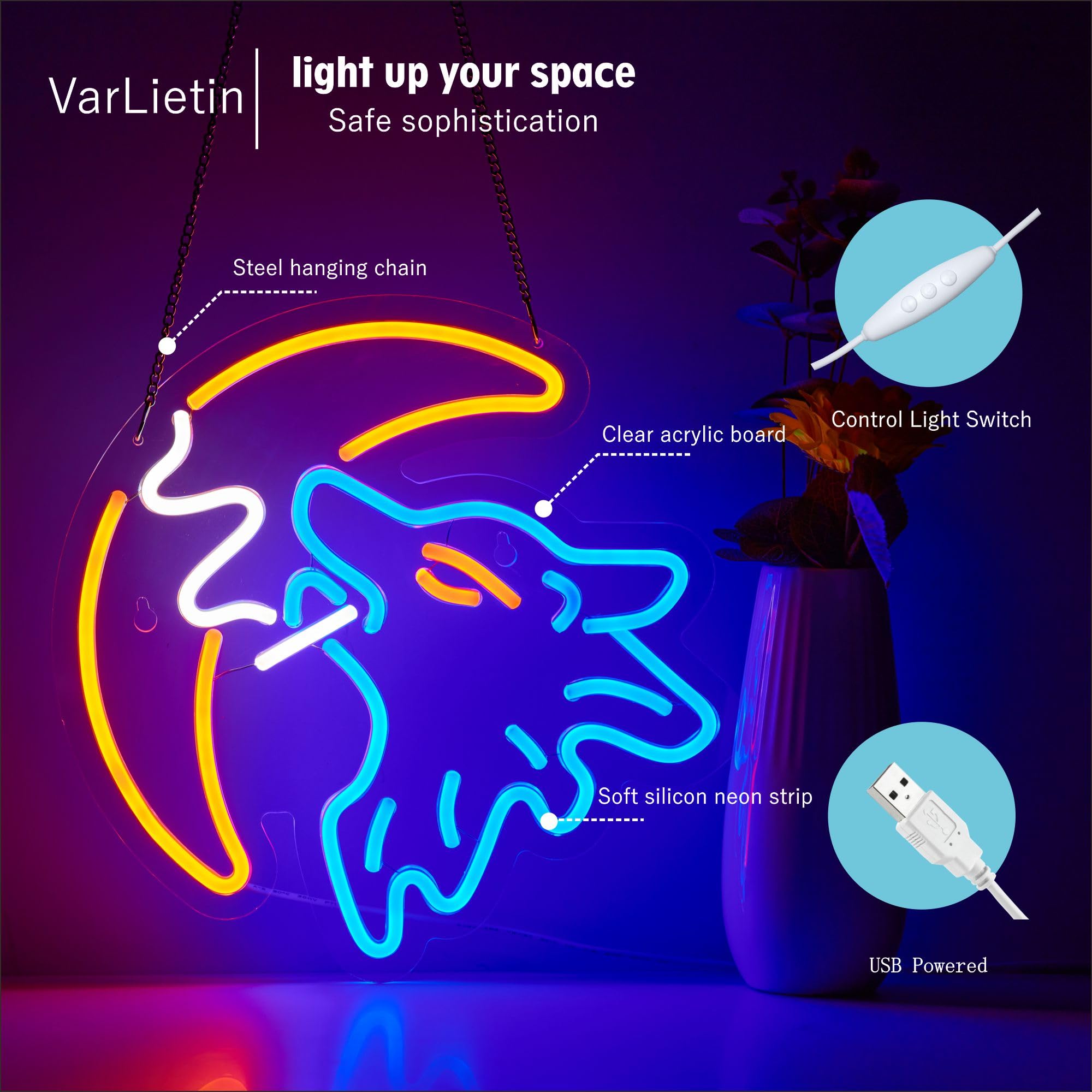 Loup Led Neon Mural,La Tête De Loup Enseigne Lumineuse Déco Chambre