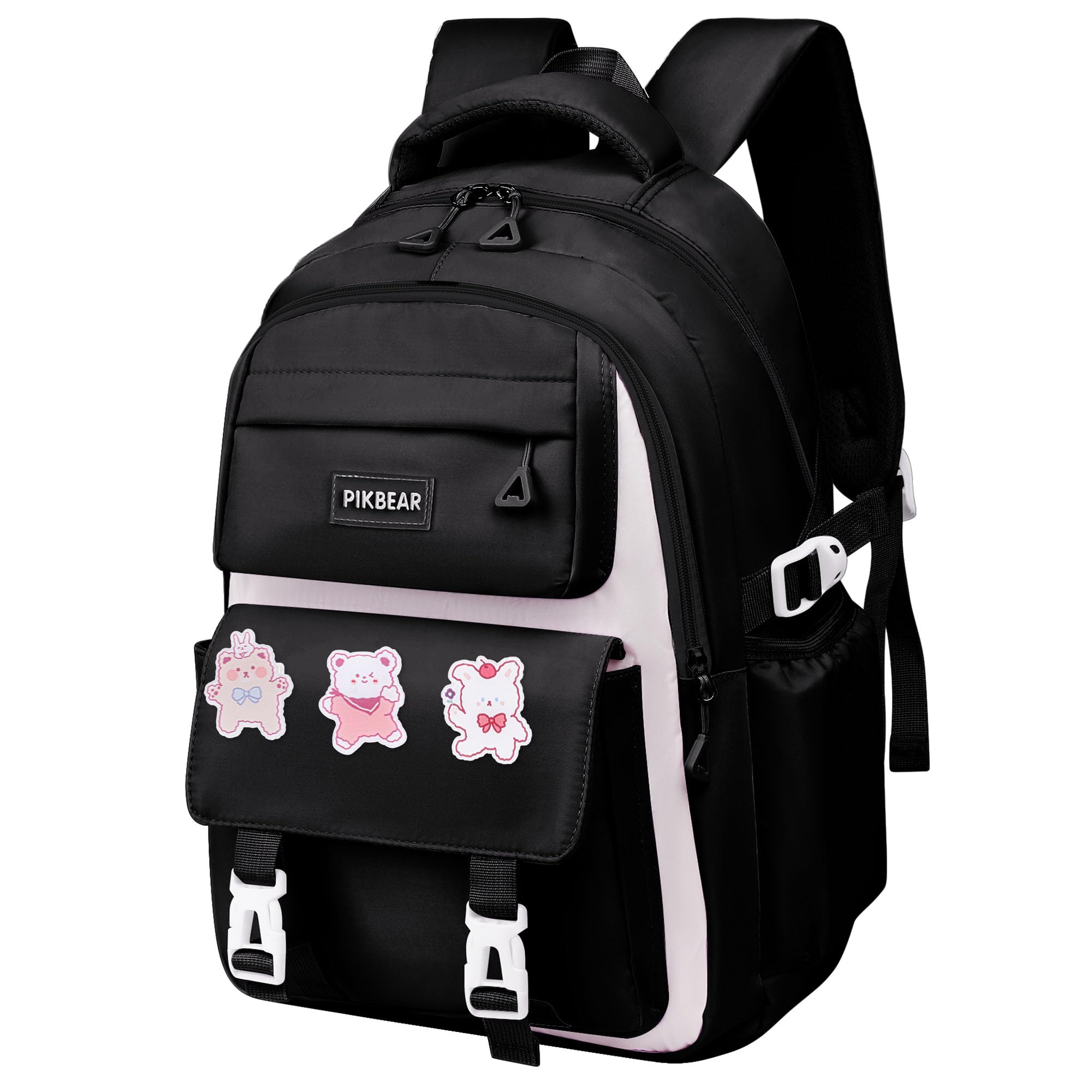 Fafeuai Cartoon School Backpack for Boys -Kids School Bags Bookbag with Stationery Set,Pins,ID Badge Holder for Boys Girls Kid Teen (Black)