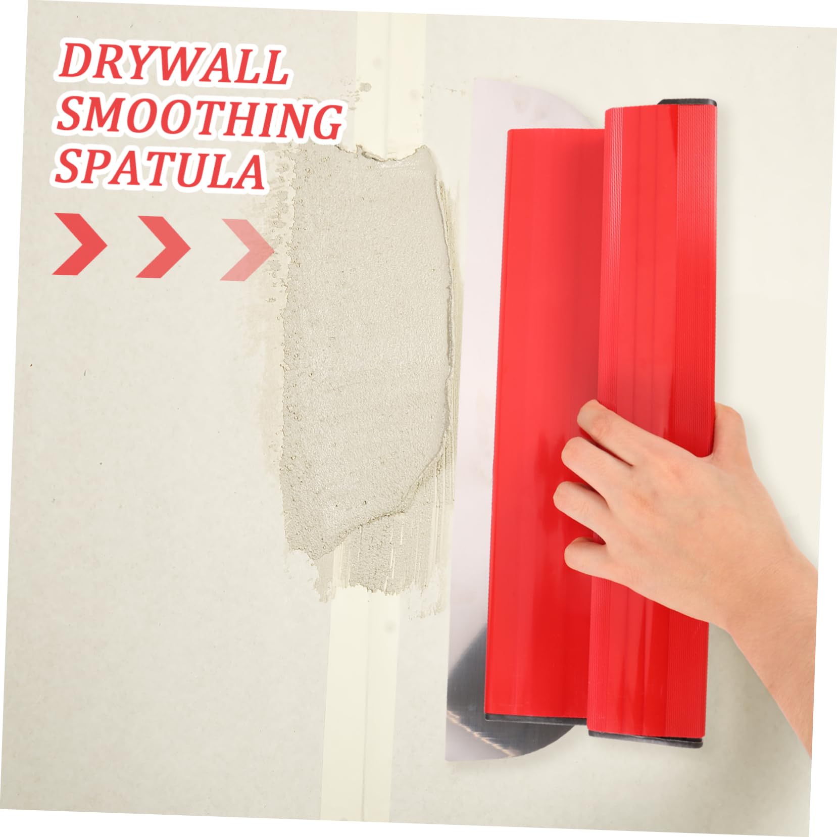 Set in Acciaio Inox di Spatola Lisciatrice per Cartongesso Rosso | Impugnatura Sicura e Confortevole, Uso Domestico, per Cartongesso e Plasterboard