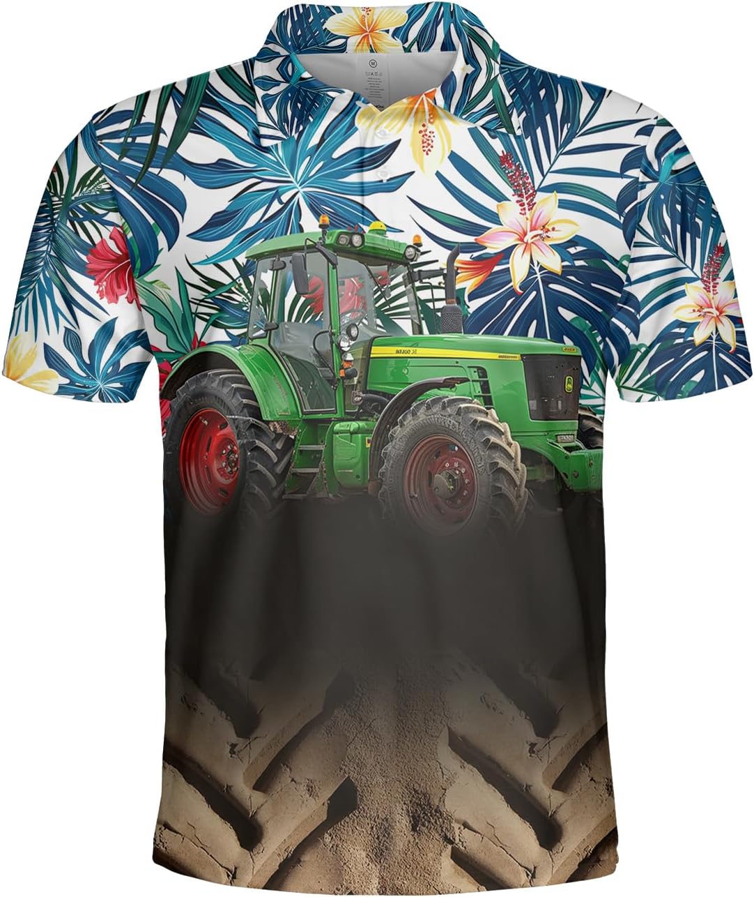 Tractor Farm Polo Shirts for Men-Farmhouse Golf Moisture Dry Fit Short Sleeve Shirts S43