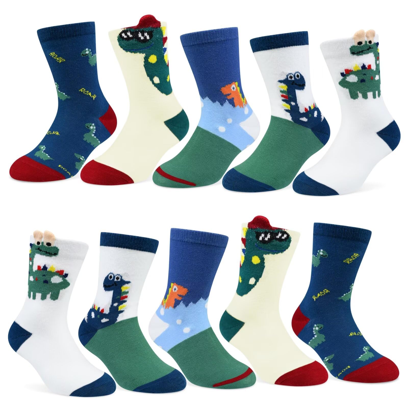 TUUHAW Socken Jungen Mädchen 10 Paar Kinder Socken Schulkind Baumwolle Kindersocken mit Karikatur Tier Muster Lustige Bunte Größe 23-38