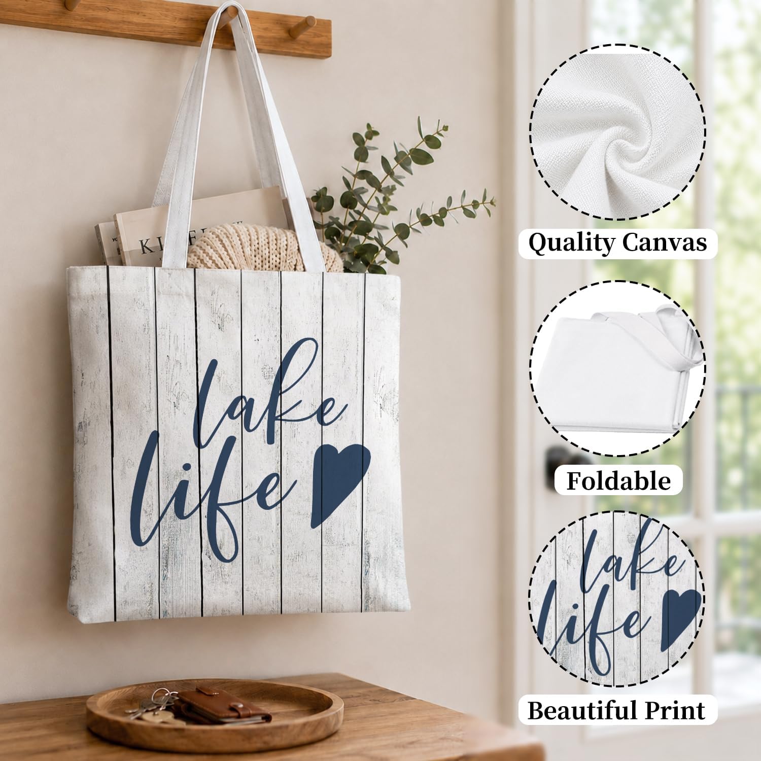 Rustic Lake House Tote Bag Canvas Reusable image 4
