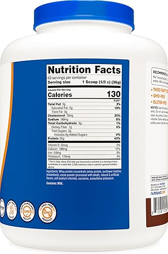 Vista 12 de Nutricost Concentrado de proteína de suero (mantequilla de maní y chocolate) 5 libras, sin gluten y sin OMG