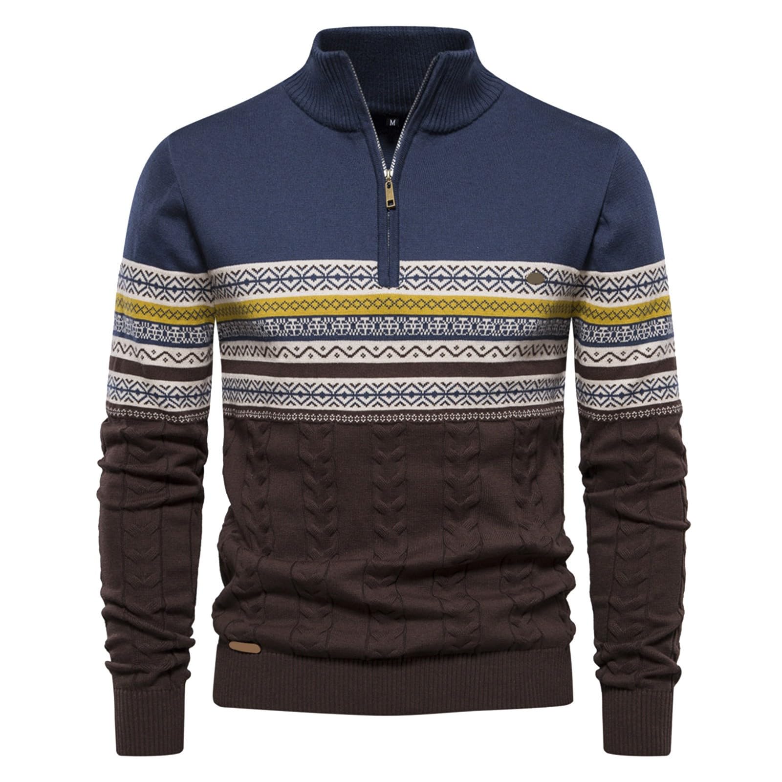 Genérico Jersey Cuello Alto Cremallera Hombre, Jersey De Punto Hombre Manga Larga Color Sólido Invierno Otoño Slim Fit Cuello Alto Sudadera Otoño Básico Business Moda Suave Pulóver