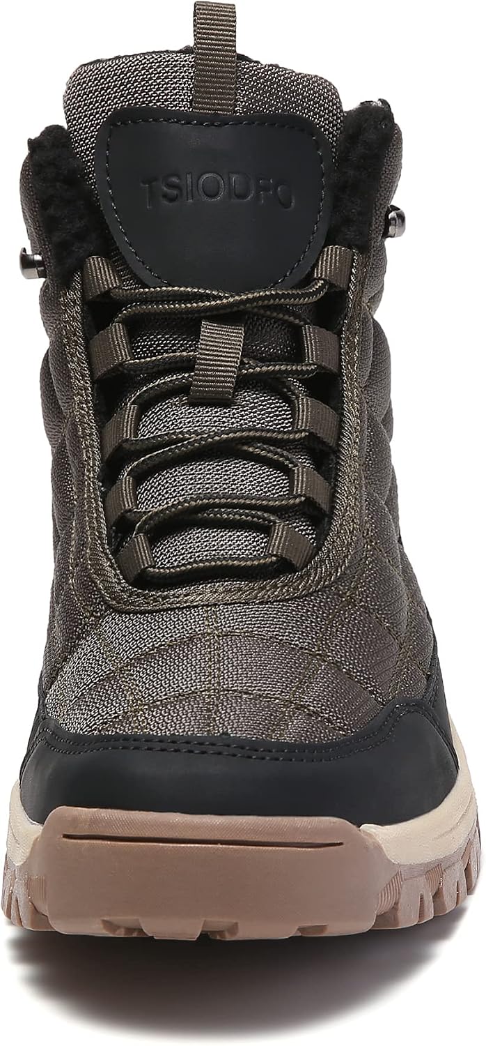 SKDOIUL snow boots for men winter shoes the cold weather outdoor walking shoes insulated with fur warm waterproof ankle boot green size 9.5