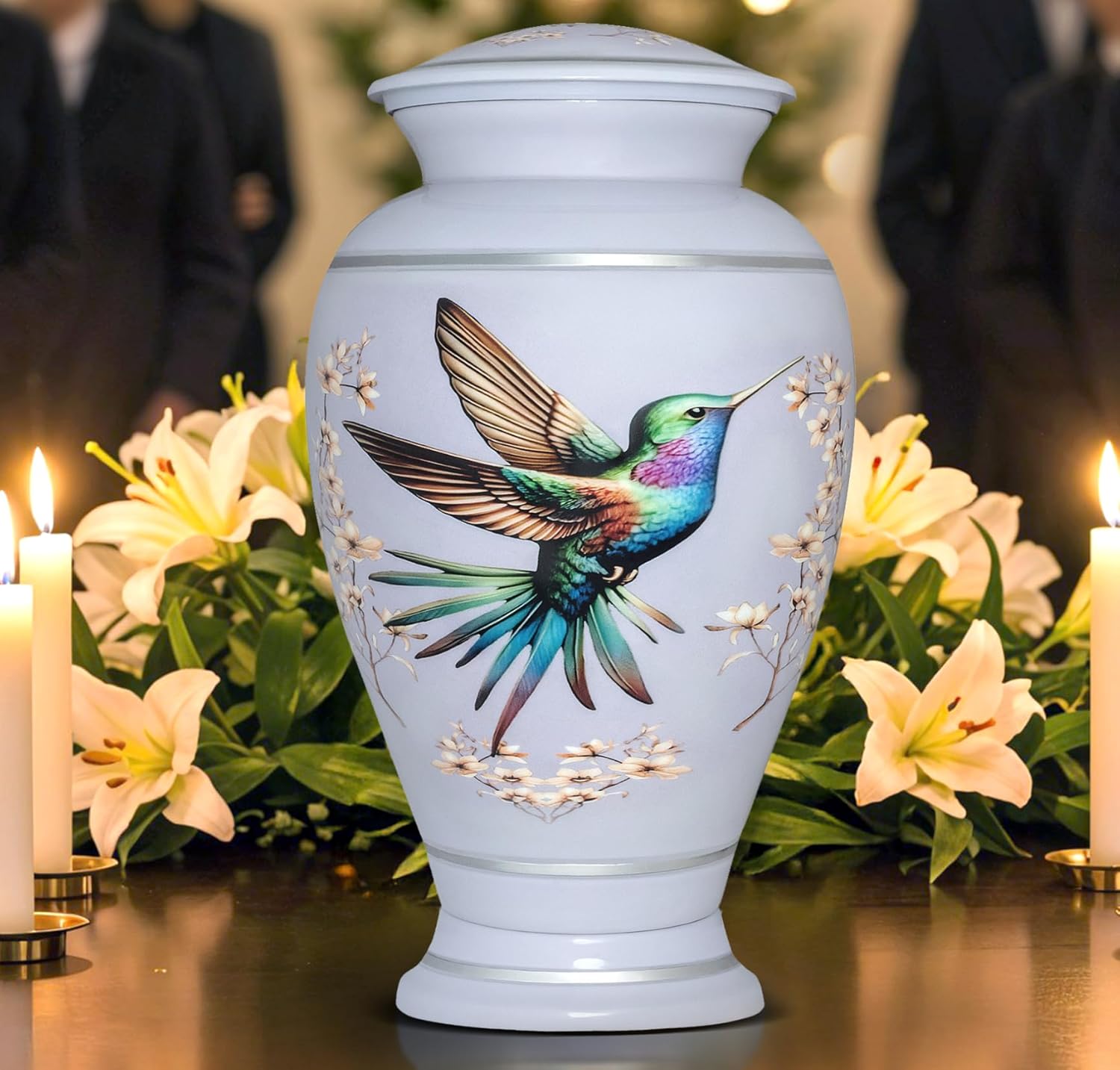 Remoria Purple Urn for Ashes for Women & Men – Large Decorative Hummingbird Cremation Urns for Human Ashes Adult Female & Male, Designed for Home Display Funerals and Memorials