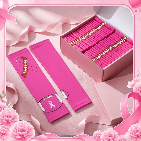 Gejoy 4 Pair Breast Cancer Awareness Arm Sleeves