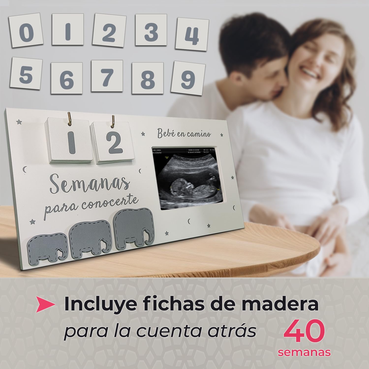 Regalos para embarazadas. Marco portafotos ecografia bebe calendario, regalos embarazadas originales, madre primeriza, anunciar embarazo abuelos, futuro papá, futura mamá, sorpresa embarazada