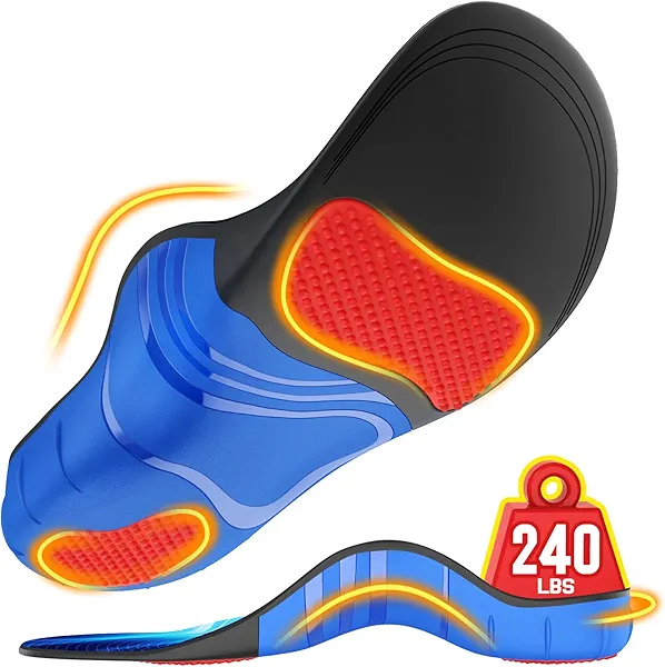 NEUPU 240+lbs Heavy Duty High Arch Support Orthotic Insoles for Plantar Fasciitis Pain Relief - For Men, Women, Work Boots, Shoes