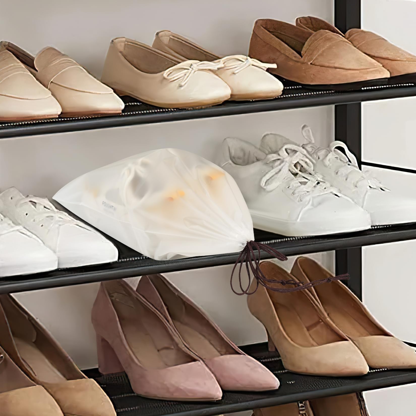 20 szt. Podróżne torby na buty do pakowania, podróżne torby na buty, przenośnepółprzezroczyste torby do przechowywania butów ze sznurkiem, wodoodporne torby podróżne do przechowywania butów Organizer