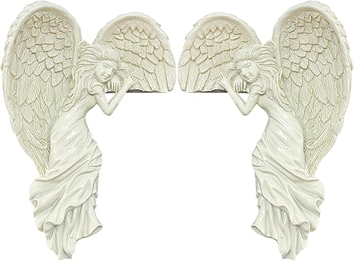 Miniatura 8 de YHan 4 piezas de decoración de marco de puerta de ángel, decoración de pared de alas de ángeles, decoración de pájaros, estatuas de ángel para el