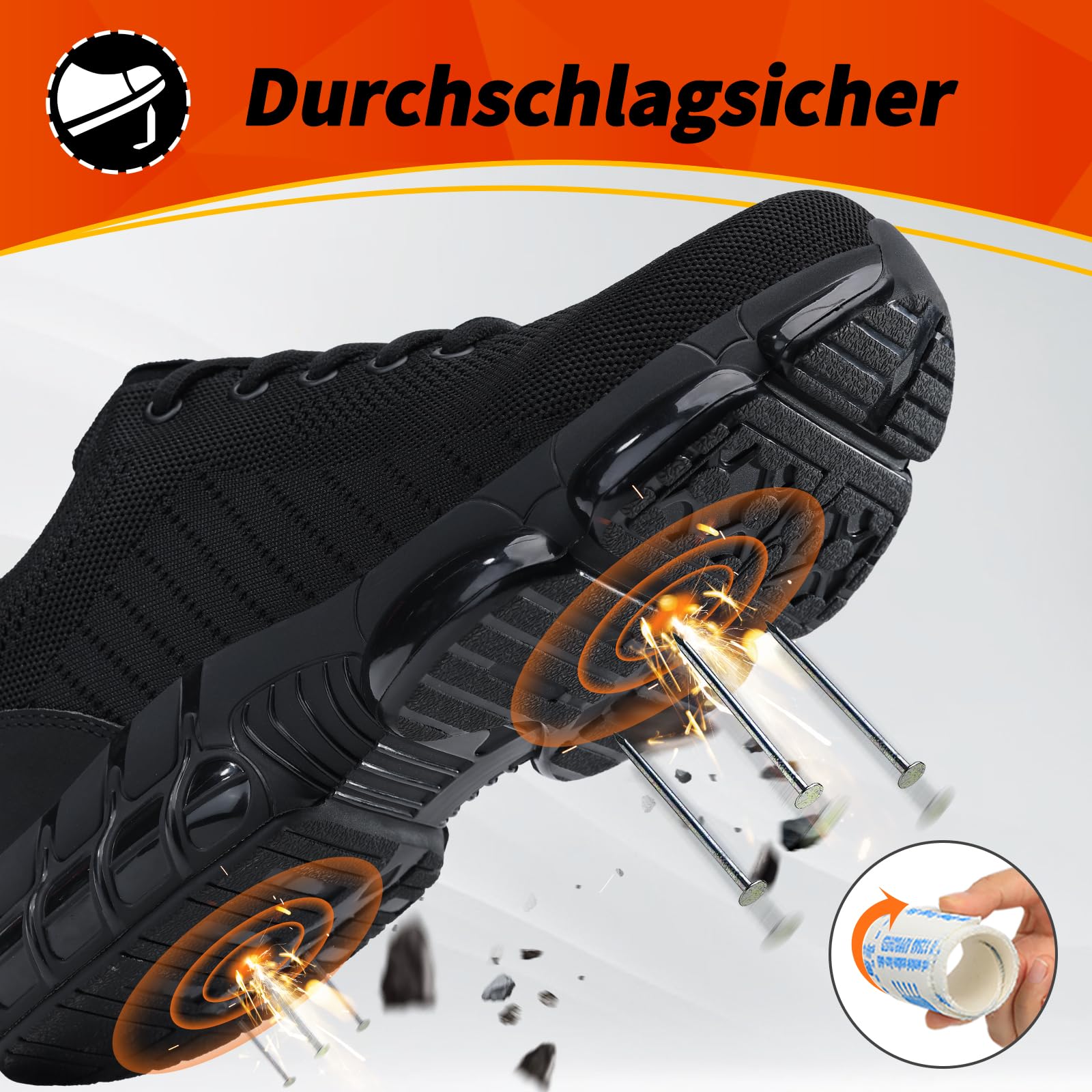 LAoutun Arbeitsschuhe Herren Leichte Sicherheitsschuhe Elastische weiche Stahlkappenschuhe Berufsschuhe Herren Bequeme Stilvolle Schützende Industrielle Arbeitsstiefel mit Luftkissen 46EU