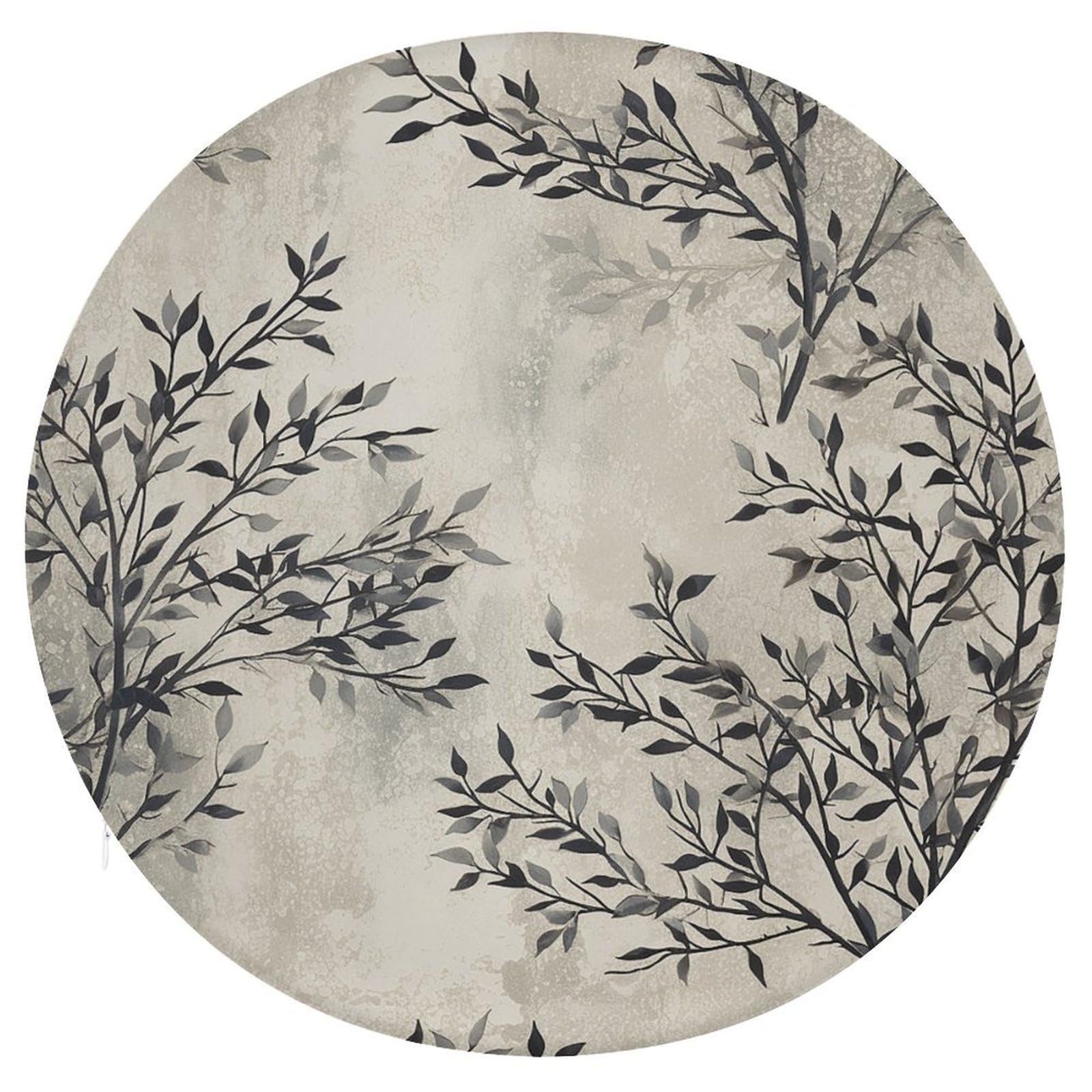 Wsoihfec Style Black And White Leaves Seat Cushion Round Chair Pad