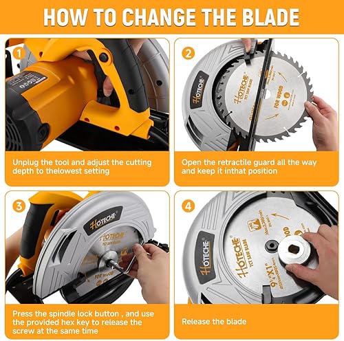Miniatura 6 de Hoteche Sierra circular de 9 pulgadas Sierra de mesa portátil resistente de 3 HP con hoja de sierra para uso de escritorio
