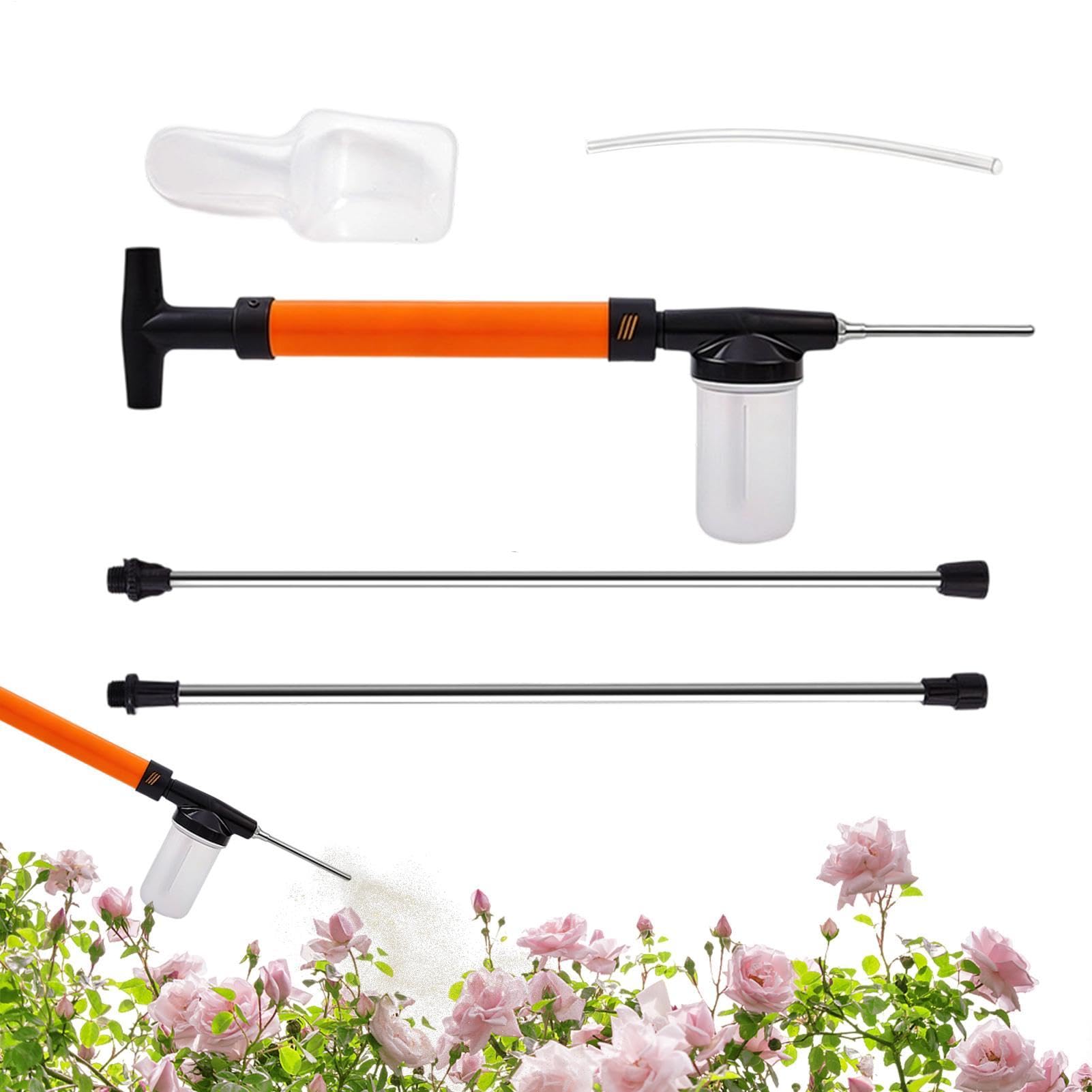 Spruzzatore a polvere con 2 aste di estensione palmare | Spargitore di farina fossile per giardino agricolo esterno cortile prato serra casa interna