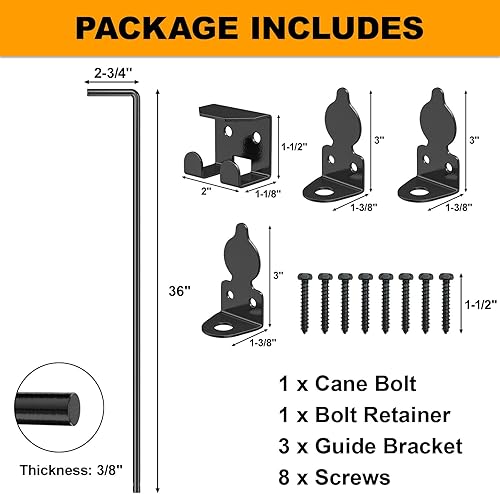 Miniatura 2 de Varilla de caída de perno de caña de 36 pulgadas para puerta, pestillo de puerta resistente para puertas de metal de valla de madera, herrajes de