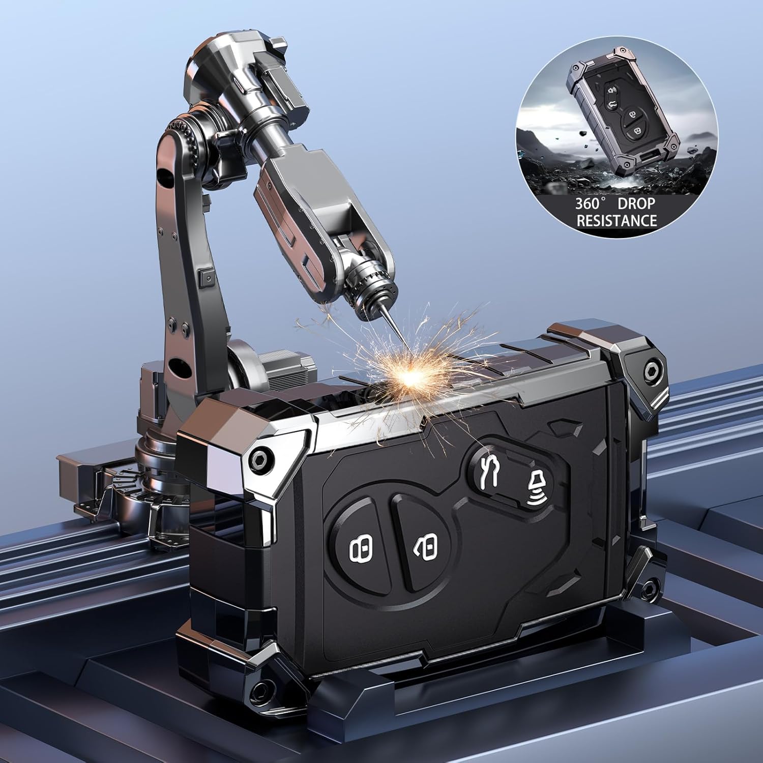 Heavy Key Fob Cover for Lexus,Keychain,Metal Silicone Key Fob Case Compatible with Lexus GX460 RX350 ES350 IS250 LX570 IS350 GS430 GS300 GS450h (Black, R Buckle) - Image 6