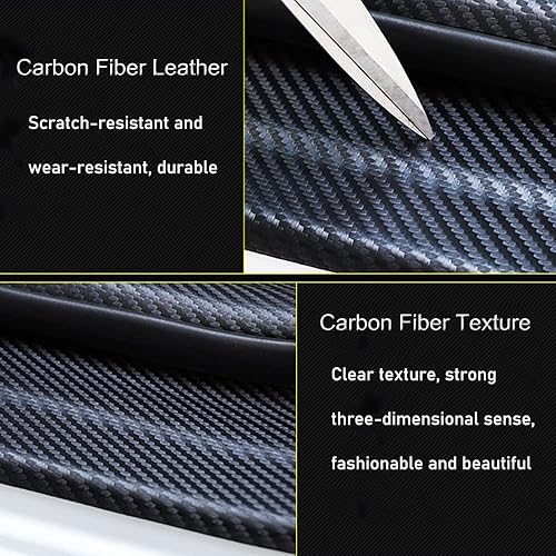 Miniatura 3 de XITER 4 unidades de protectores de umbral de puerta de cuero de fibra de carbono para puerta de entrada de puerta, placa adhesiva decorativa para