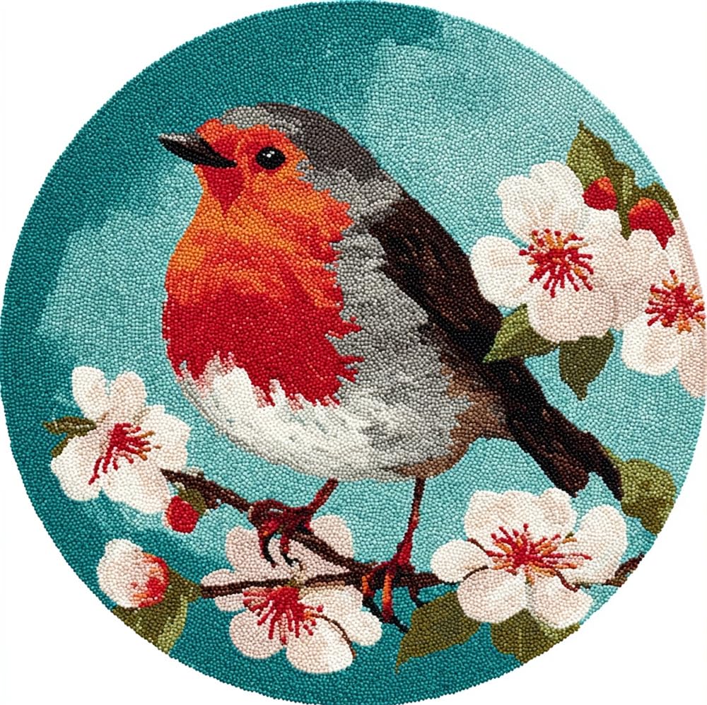 kitphoenix Rug Craft Kit Robin Christmas Bird
