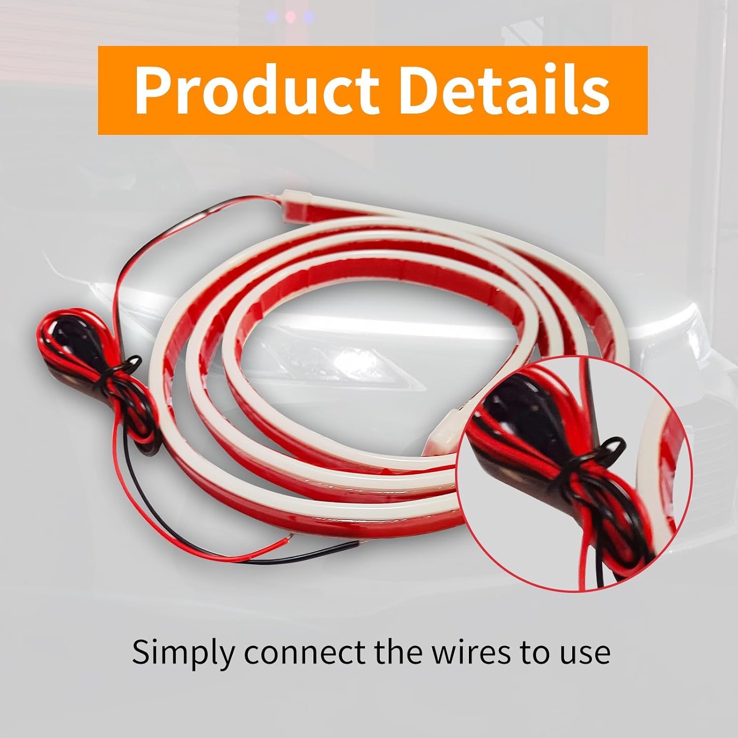 1 Pcs Exterior Car Led Strip Lights,Flexible 70 Inches Car Led Hood Light Strip,Universal Waterproof Vehicle Ambient Light Accessories Fits for Cars Suvs Trucks (White)