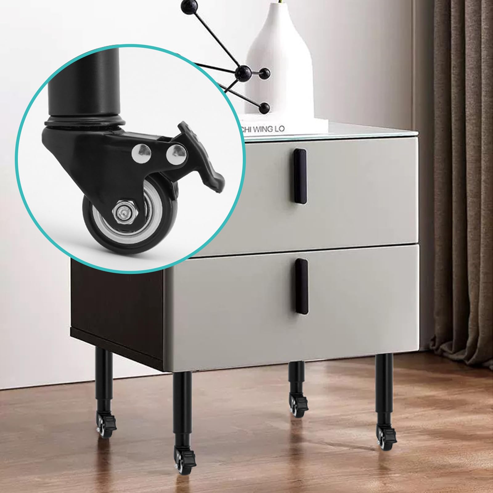 4 Patas de Mesa de Metal Ajustables para Muebles Patas de Banco con Ruedas Universales de 360° para Sofá Tocador Cama Escritorio Sofá Soporte de Láminas de Metal Resistente (31.5-45CM)