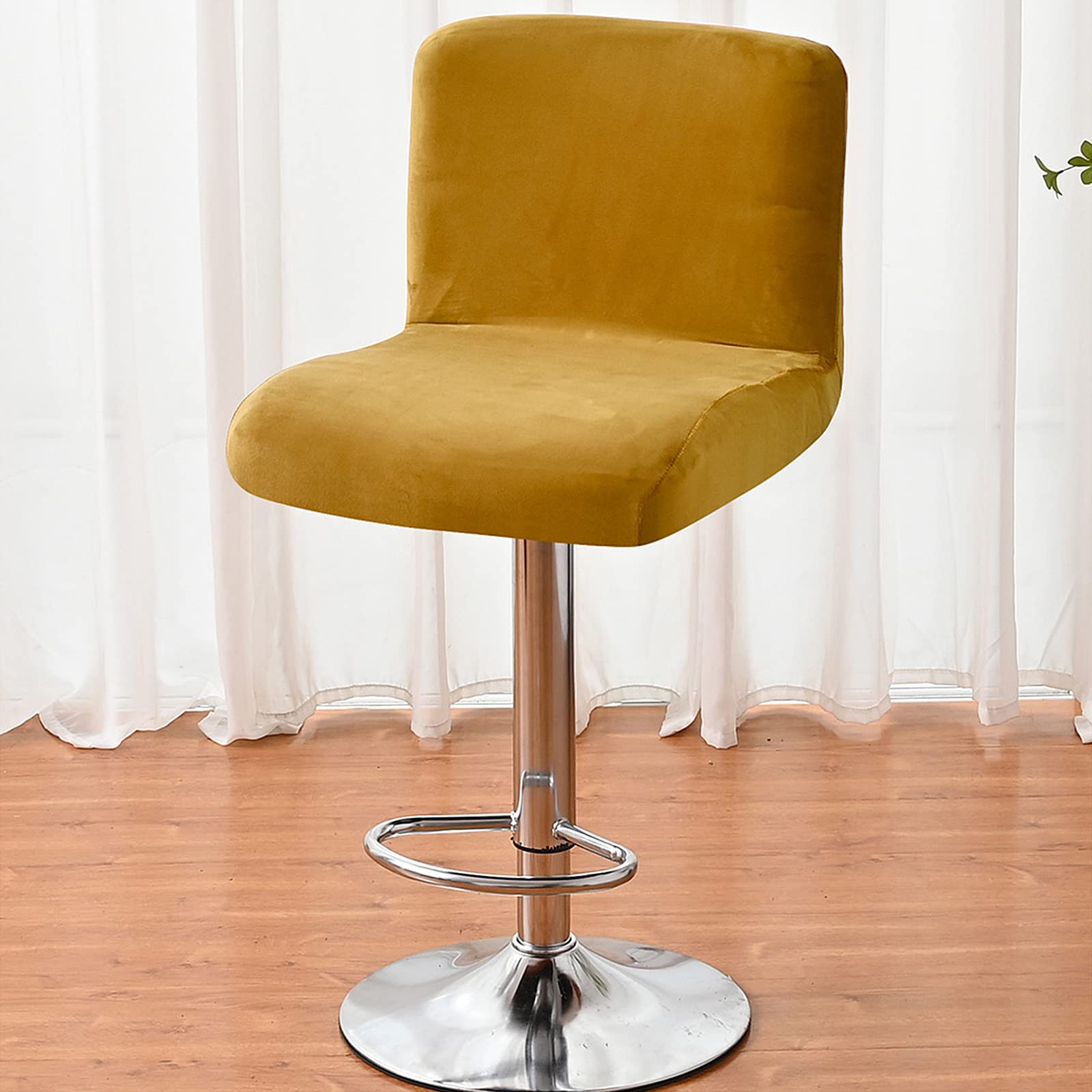 Juego de 6/4/2 fundas elásticas para taburete de bar giratorio de terciopelo con respaldo cuadrado, estilo industrial, funda protectora para silla de bar o cocina, funda de silla de bar alta.