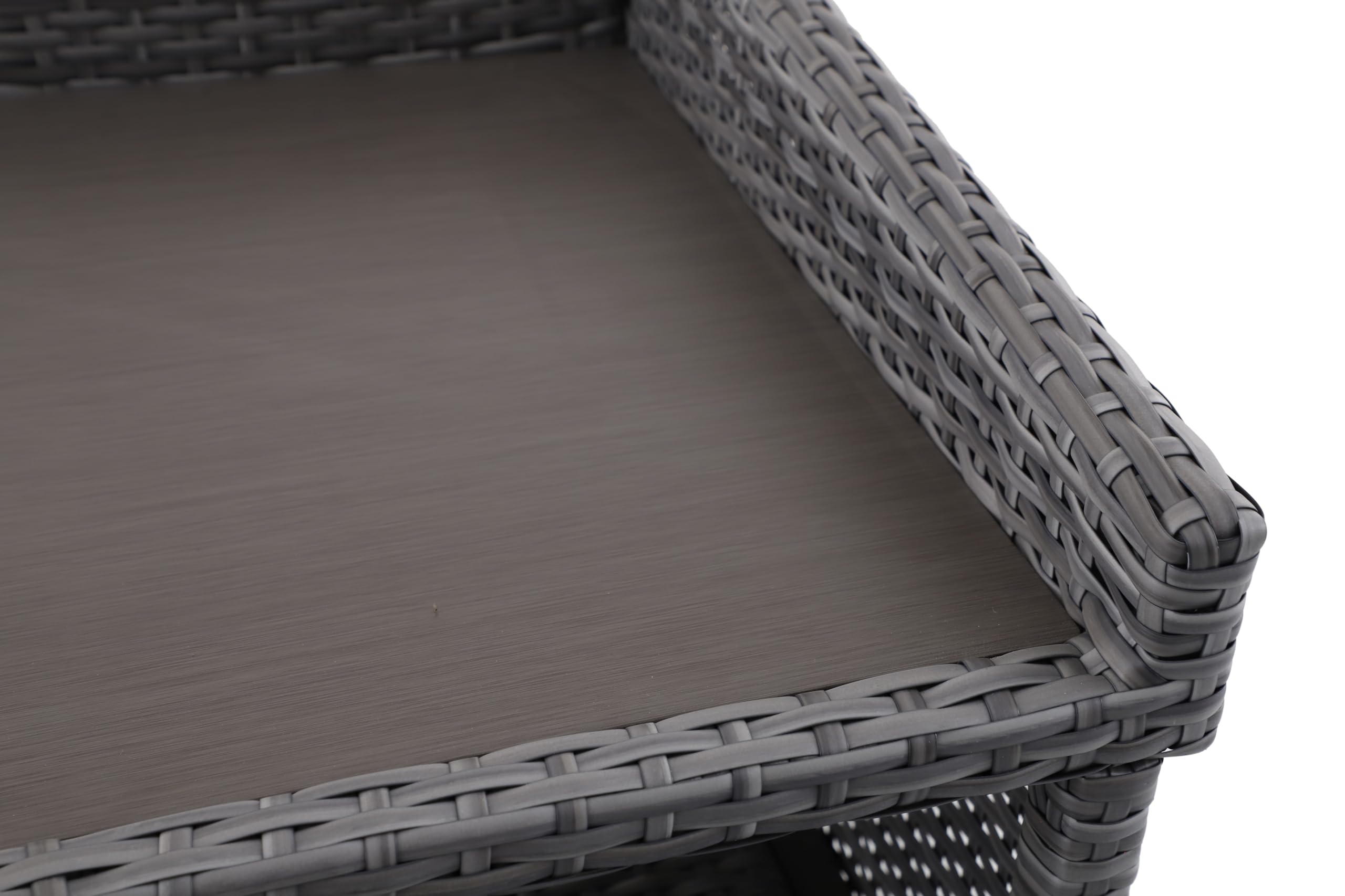METRO Professional Carrello di Servizio con Armadietto Balsario, alluminio/PE rattan, 112 x 56 cm, Grigio Pietra
