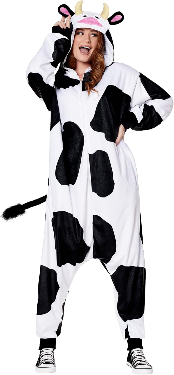 Spirit Halloween Adult Mooing Cow Union Suit Costume | Animal Costume | Funny Costume | One-Piece Costume