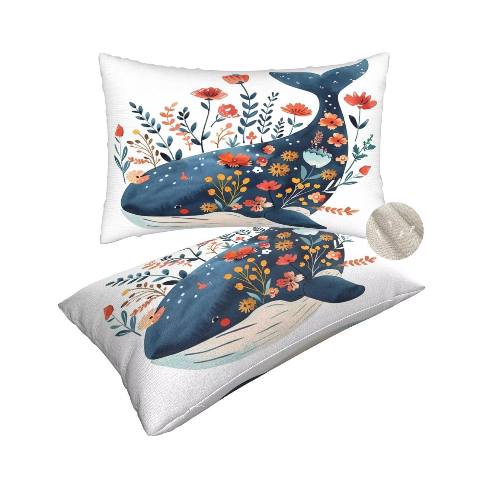 Coussins décoratifs maison salon chambre baleine 60x90 cm lot de 2