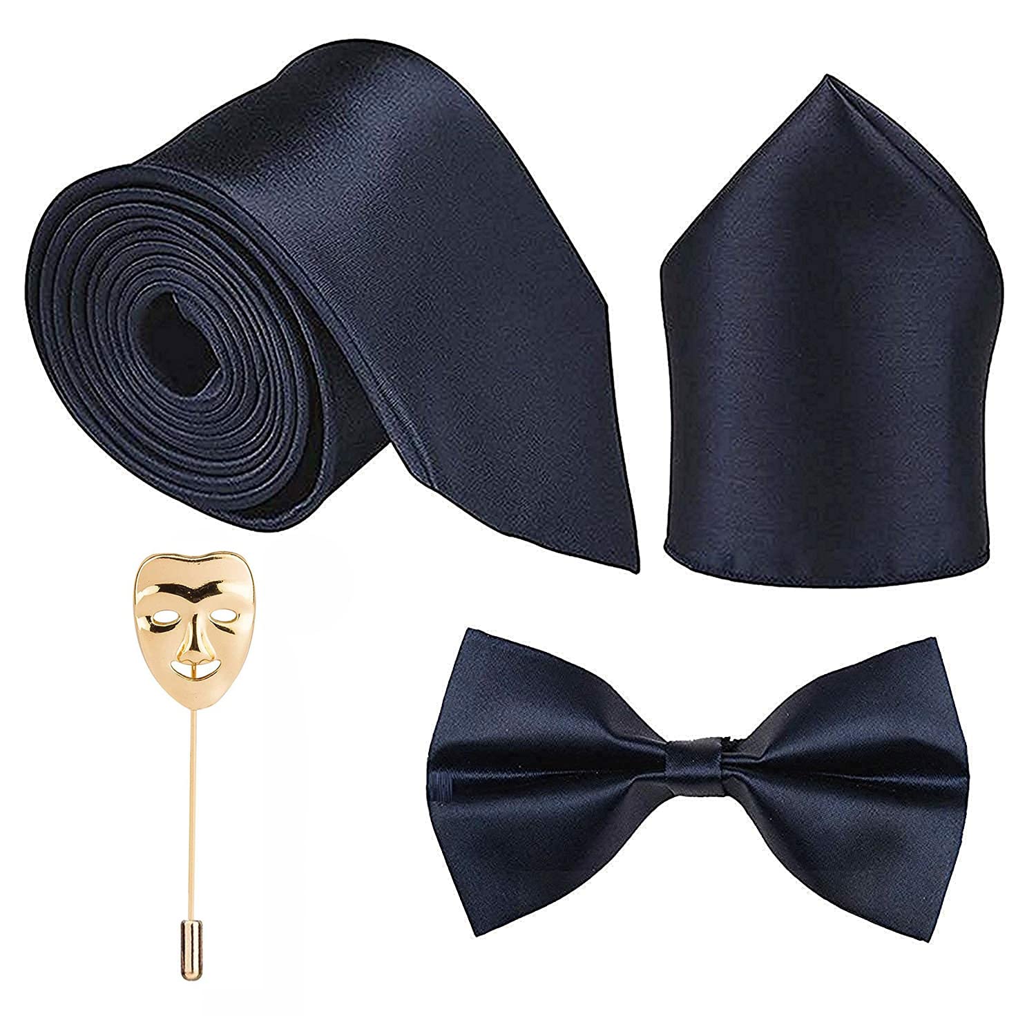 Buy Sorella'z Mens Navy Blue Necktie, Bowtie, pocket Square with