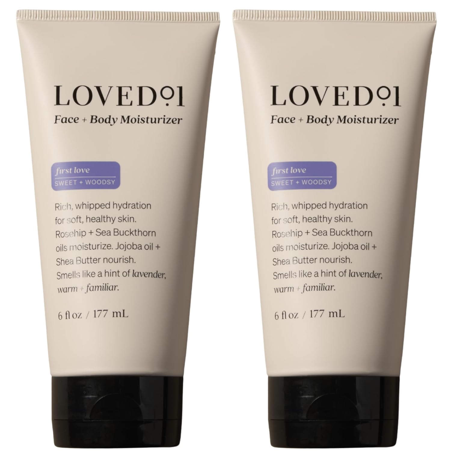 Loved01 Face & Body Moisturizer, John Legend Skincare, Daily Hydrating Shea Butter Cream, First Love Lavender Scent, For Sensitive Skin, Non-Greasy Formula, Vegan & Cruelty-Free, 2-Pack, 6 oz each