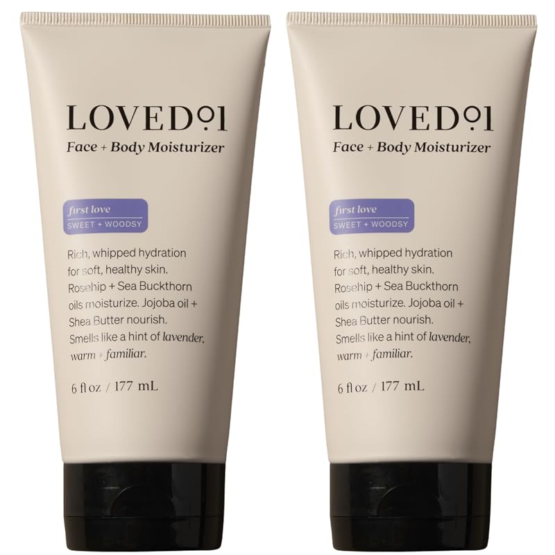 Loved01 Hidratante Facial e Corporal com Manteiga de Karité e Lavanda, Pacote com 2, 177 mL cada