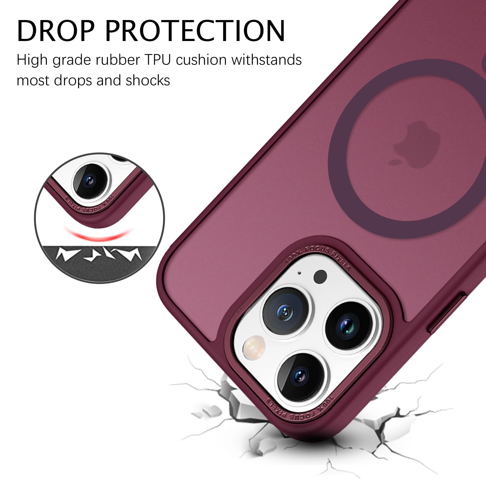 tigratigro Cover Magnetica per iPhone 13 Pro, Compatibile con MagSafe, Custodia Traslucida Opaca Posteriore Sottile Antiurto Protettiva Case, Protezione Antiurto di Grado Militare, Argento