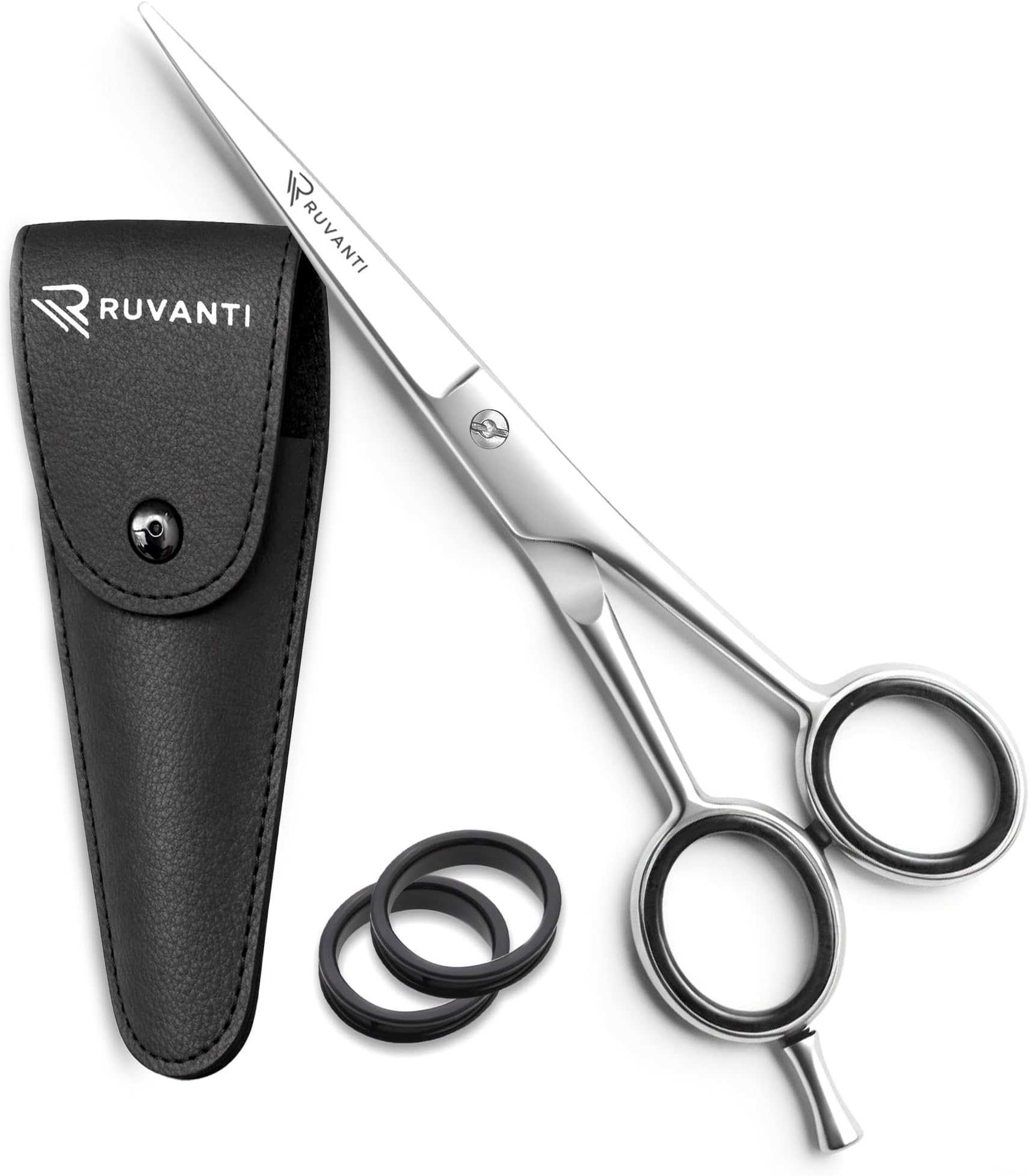 Ruvanti Hair Cutting Scissors - Professional Barber Shears for Salon & Home Use, Sharp Stainless Steel Hair Scissors with Ergonomic Grip, 6.5 Inch Right Handed