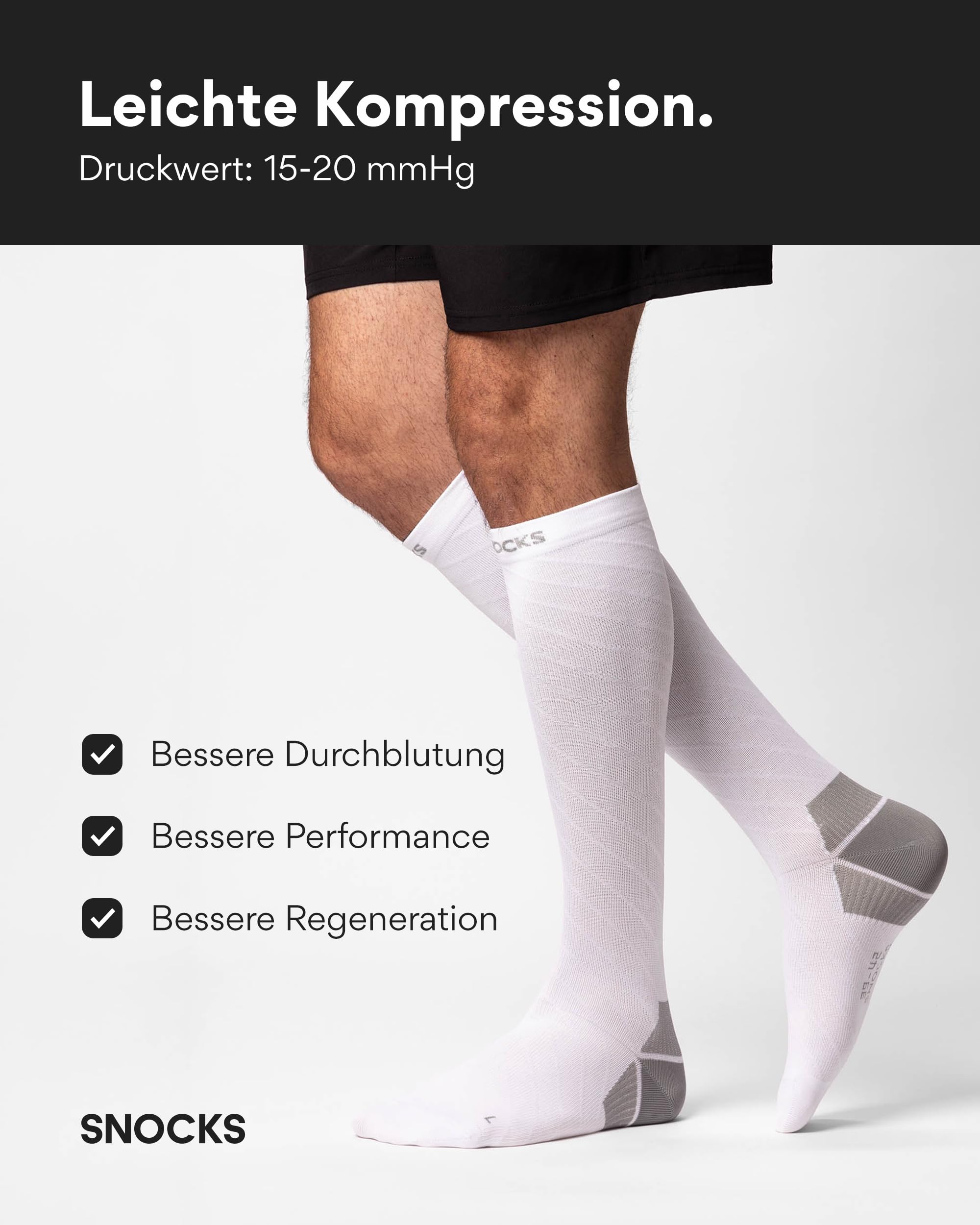 Snocks Kompression Socken - Verbesserte Performance - Kompressionsstrümpfe Damen Herren - Idealer Begleiter beim Laufen, Radfahren oder Flugreisen