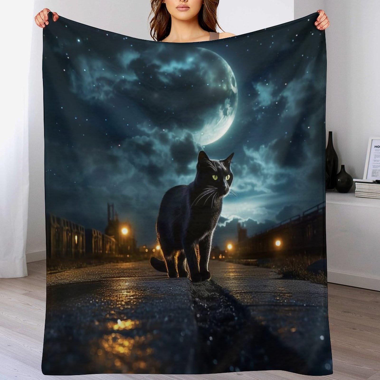 Couverture chat mignon imprimee pour des moments cocooning en voyage et salon