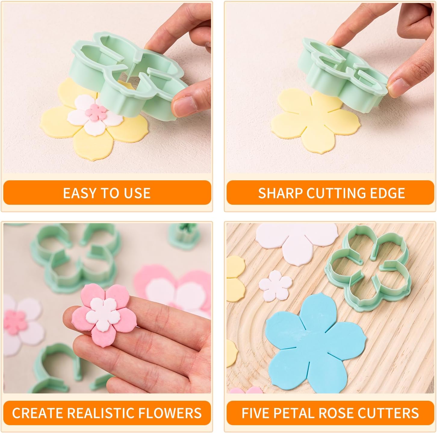 KALAIEN Flower Fondant Cutter,Rose Cookie Cutters for Sugarcraft,9 Pcs Petal Fondant Flower Cutter Set for Cake Cupcake Decoration - Image 3