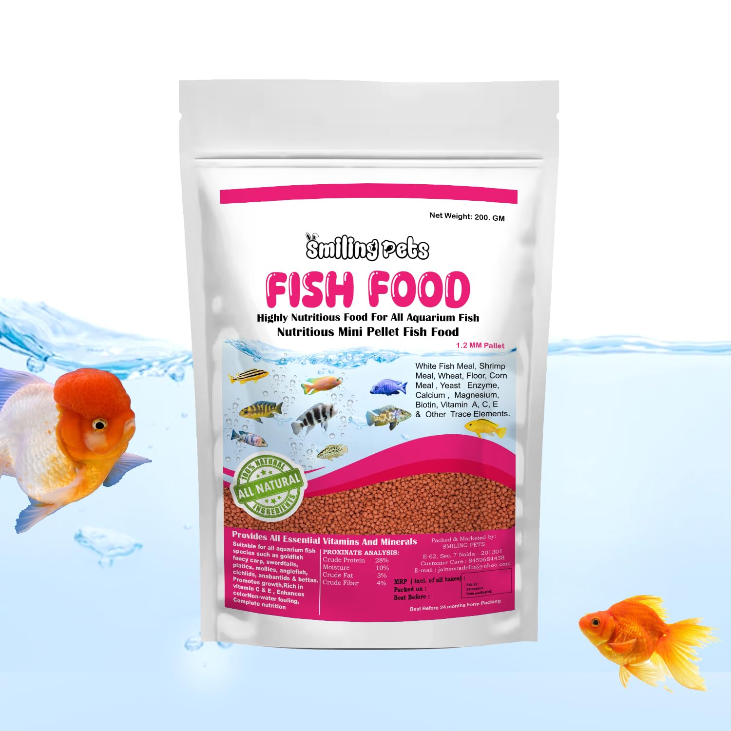 Mini Pellet Fish Food 200g – 1.2mm Highly Nutritious Pellets for All Aquarium and Pond Fish – Ideal for Goldfish, Betta, Guppy, Catfish and Small to Medium Fish