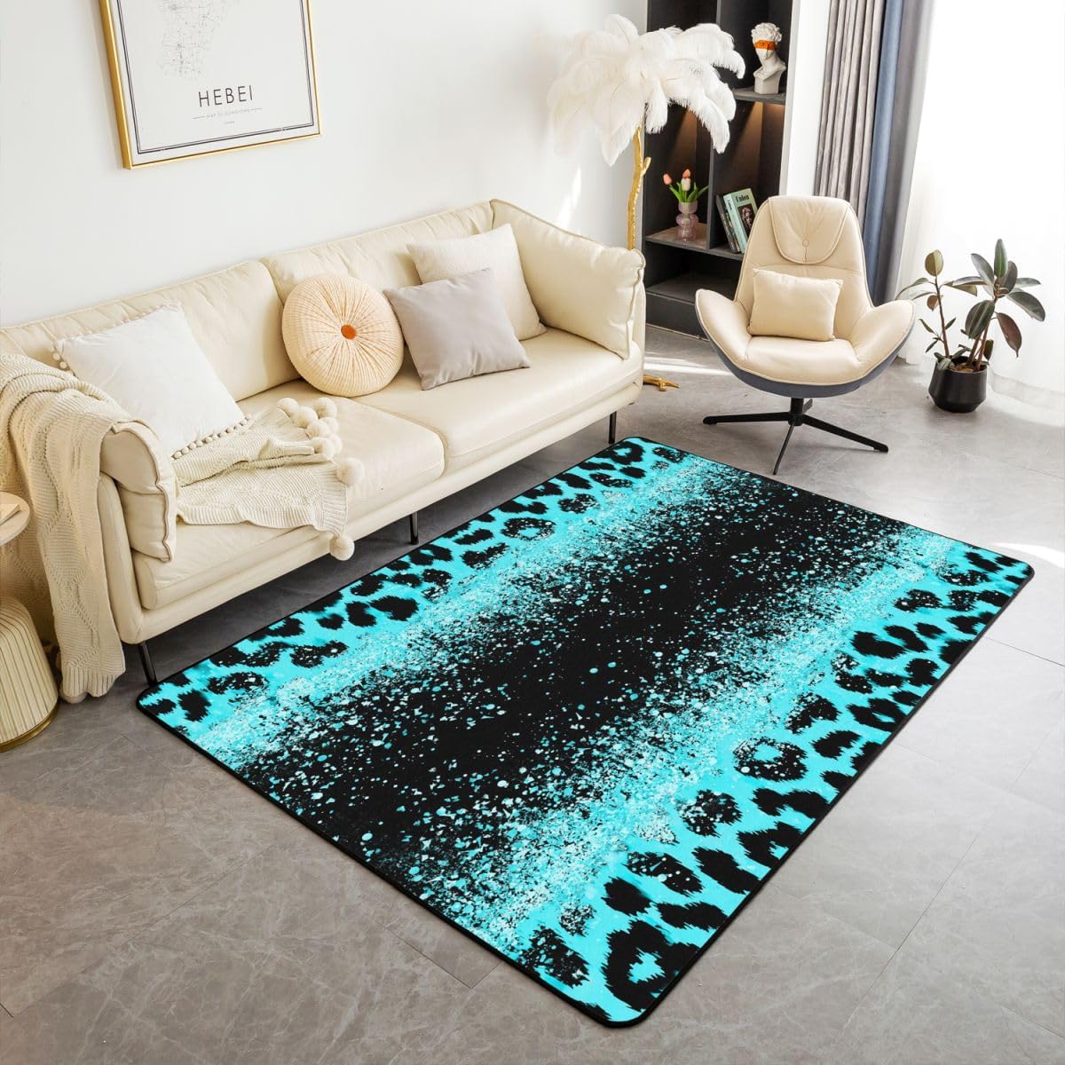 jejeloiu Pink Black Leopard Glitter Area Rug 3x5 Ombre Pink Rugs for Living Room Bedroom for Kids Toddler Glam Glitter Art Decorative Rug Bling Shiny (Not Glitter) Non-Slip Accent Rug