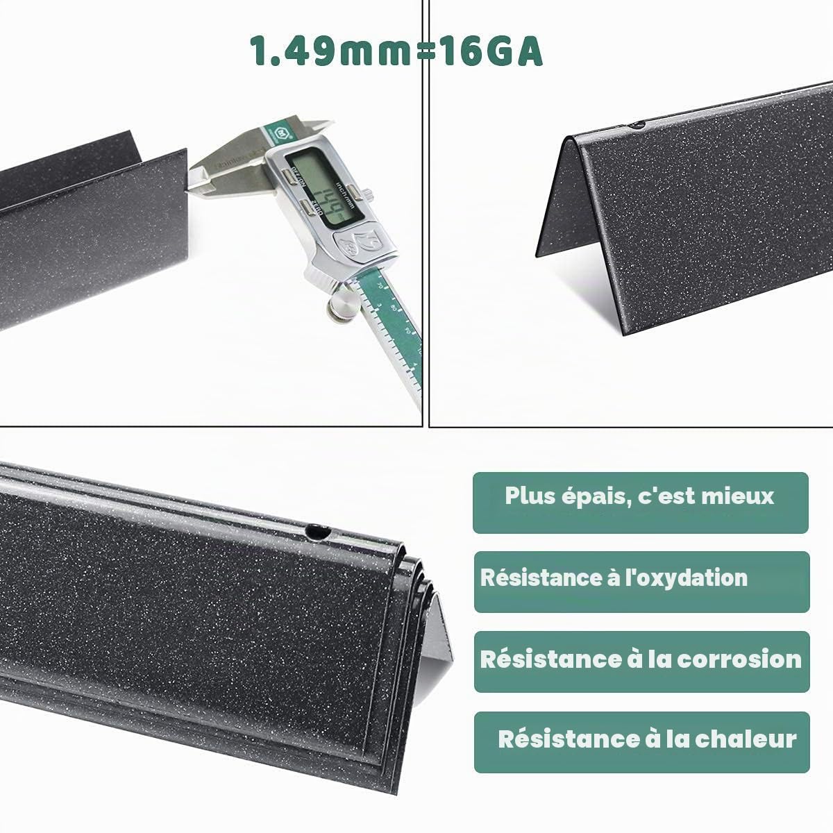 Denmay 7536 /7537 57CM plaque chaleur barbecue en Acier de Porcelaine pour Weber Spirit E310, E320 (avec boutons de brûleur latéral,2007-2012), pour Spirit 700, Weber 900, 5 Paquet