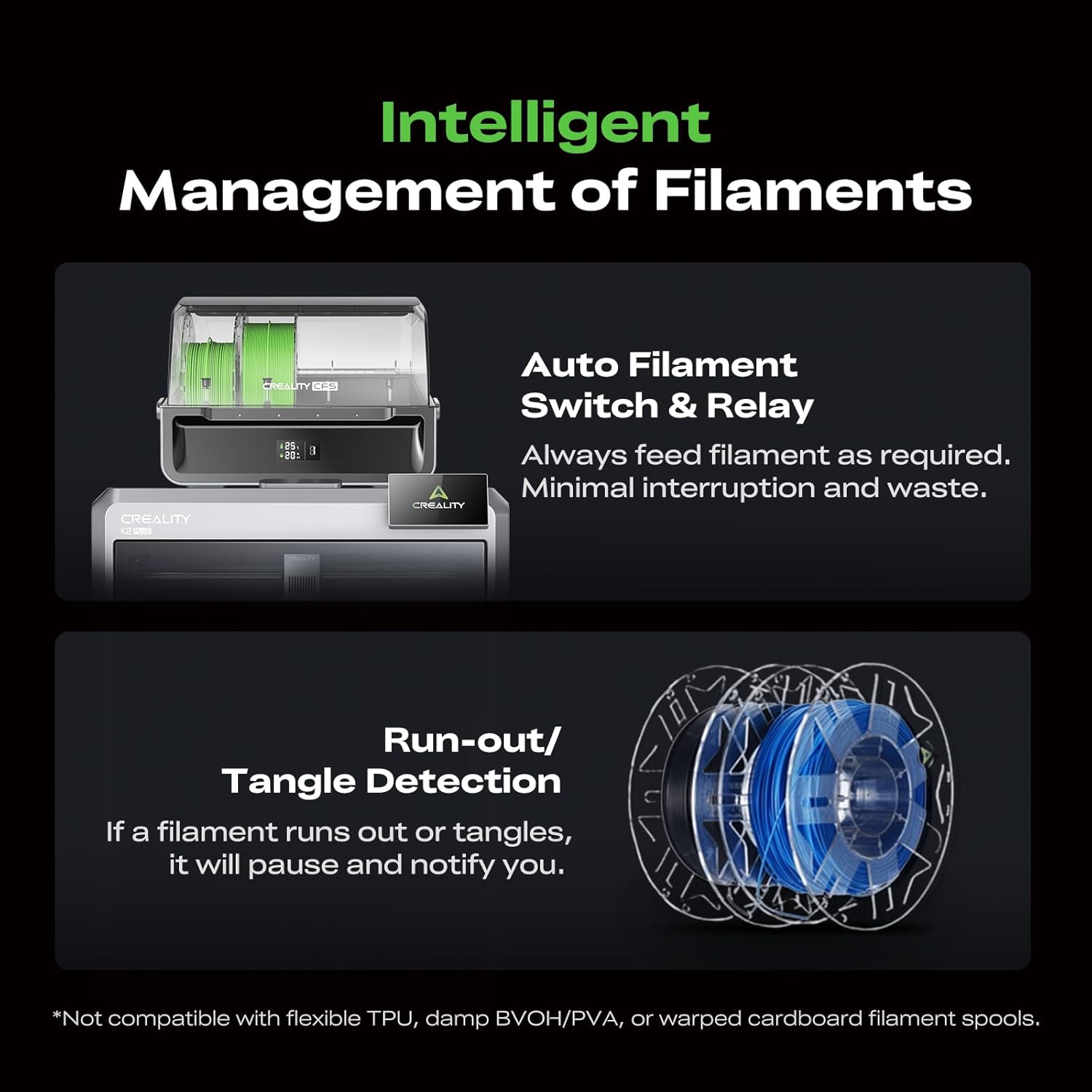 Creality CFS Multi Color Auto Filament System Bundle with Rainbow PLA+ Filament