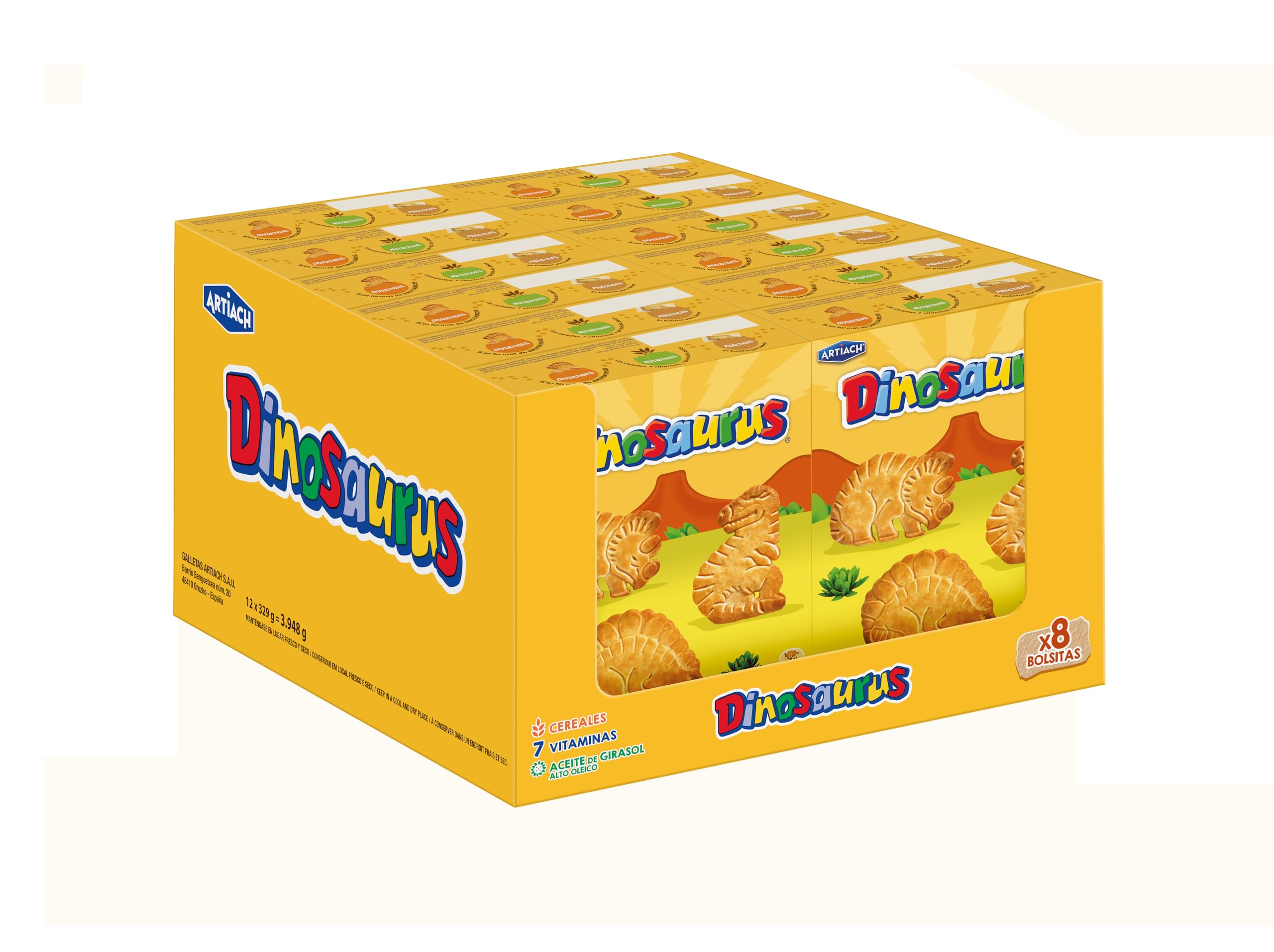 Dinosaurus - Galletas Dinosaurus Original 329g. (Pack de 12). Total 3,95kg.