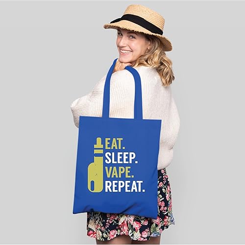 Miniatura 5 de Fun Gift for Vape Enthusiasts Eat Sleep Vape Repeat Navy Black Multicolor Canvas Tote Bag