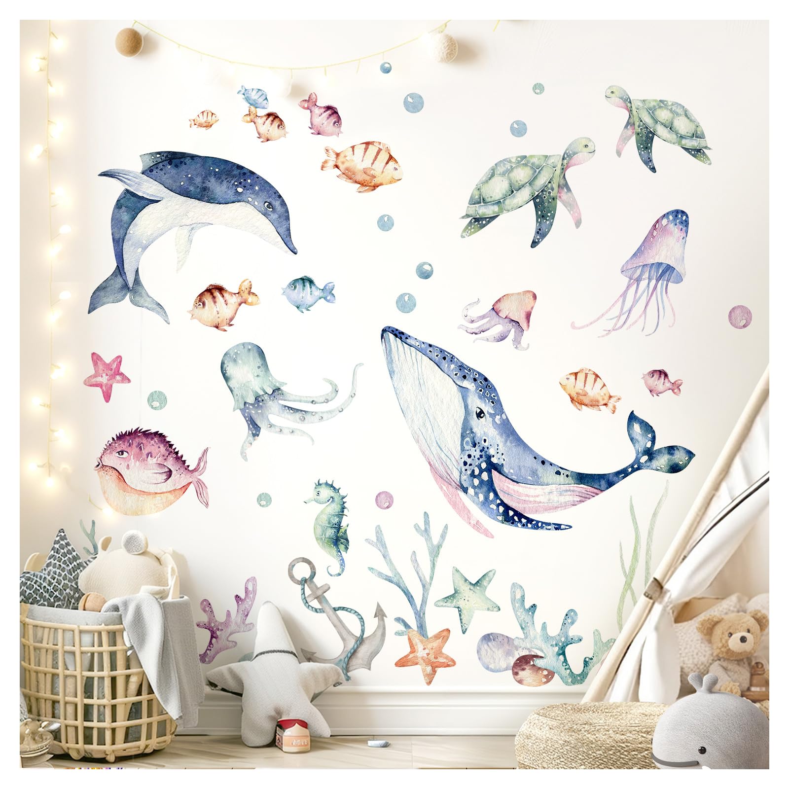 Stickers muraux chambre bébé pour une ambiance marine douce pleine de tendresse