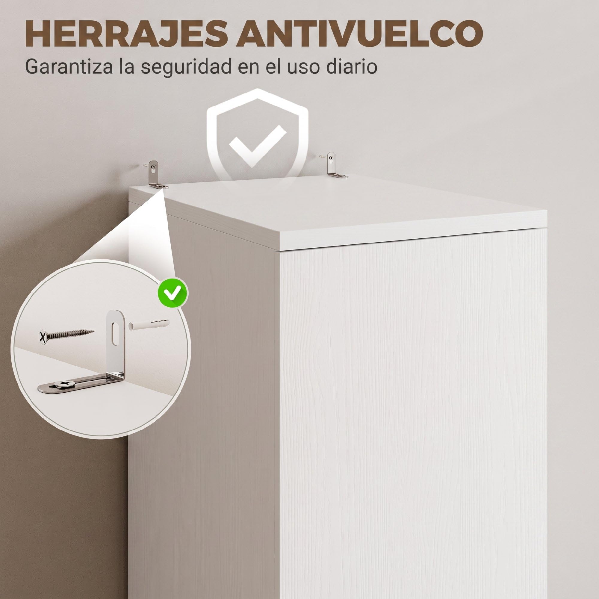 HOMCOM Armario Dormitorio Moderno, Armario Ropero 40x52x170 cm Blanco | Barra para Colgar, Cajón, Estante Superior